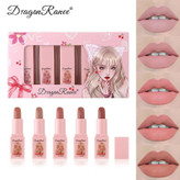 پک رژ ۵عددی دختر کیوت از برند اورجینال Dragon ranee در رنگهای نود و کاربردی با کیفیت تضمینی مناسب هدیه 🎁