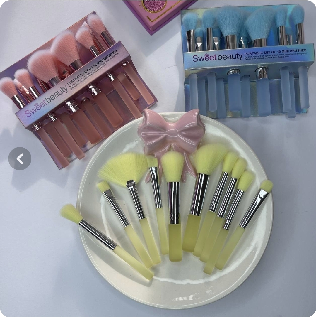 ست براش ۱۰ تایی پینترستی  کریستالی نئونی  برند اورجینال sweet beauty با کیفیت تضمینی