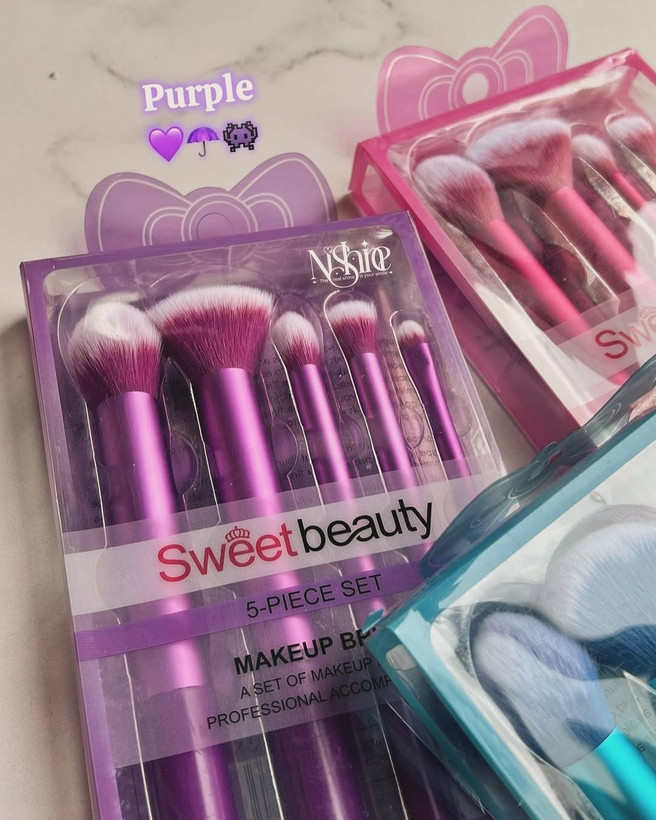 ست براش ۵ تکه اورجینال برند sweet beauty سایز بزرگ با کیفیت تضمینی و ترند پینترست و اینستاگرام