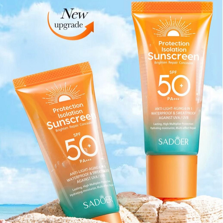 کرم ضدآفتاب سادور ۶در ۱ حاوی ترکیبات ضدچروک و آبرسان همراه با ژل آلوئه ورا با spf50
