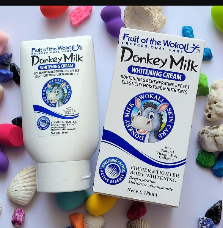 کرم شیر الاغ تیوپی سفید کننده فوری و درمانی بدن حاوی آبرسان و کلاژن ساز و ویتامین با حجم بزرگ ۱۸۰گرم